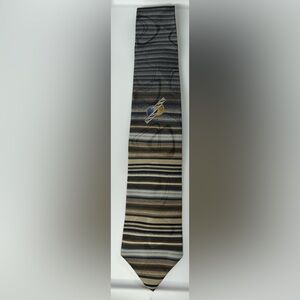 Sophisticated Striped Silk Tie in Blue and Brown